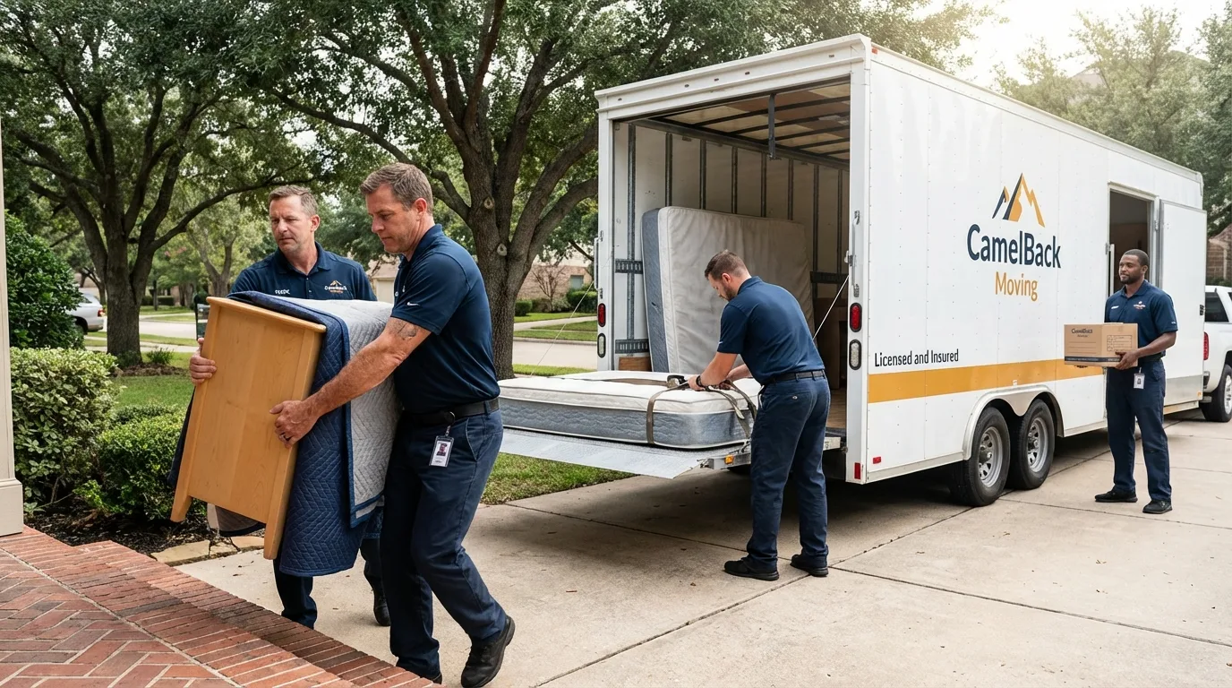 Crew loading residential truck for cross-state move from Ridgely, TN