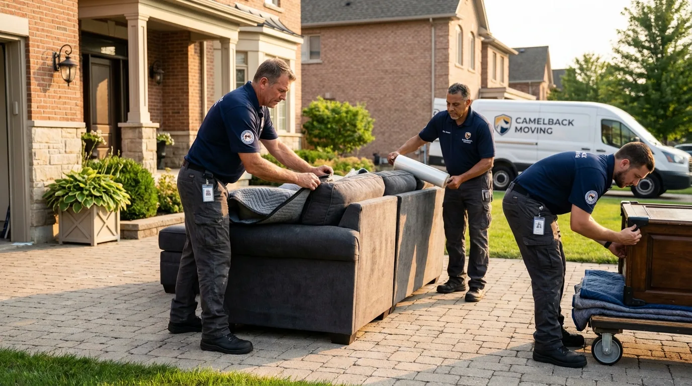 Large estate moving crew wrapping furniture in Ridgely, TN